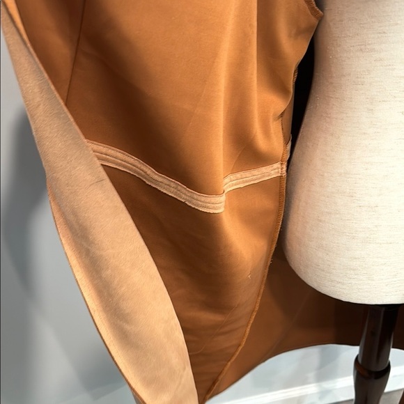 Catherine Malandrino  Faux Suede Tan Open Front Long  Jacket - Picture 8 of 9
